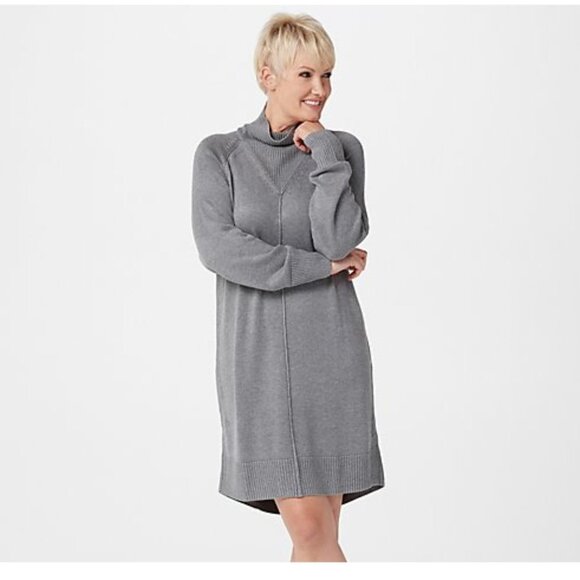 ZUDA‎ Regular Ecovero Turtleneck Sweater Dress - Picture 1 of 6